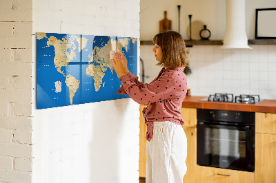 Popisovatelná magnetická tabule Mapa světa s místy k označení