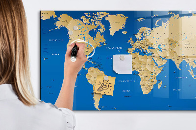 Popisovatelná magnetická tabule Mapa světa s místy k označení