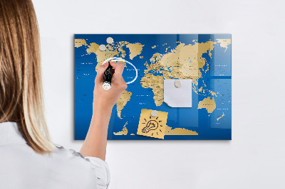 Popisovatelná magnetická tabule Mapa světa s místy k označení