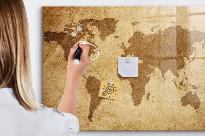 Magnetická psací tabule Mapa světa jako inspirativní tabule