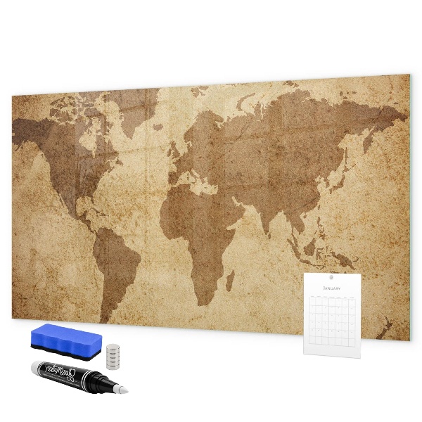 Magnetická psací tabule Mapa světa jako inspirativní tabule