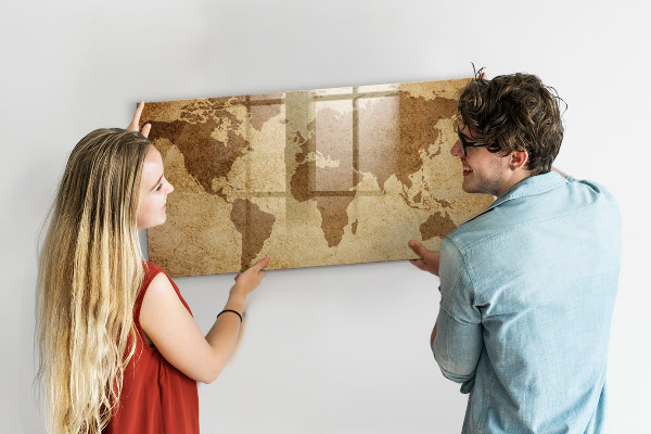 Magnetická psací tabule Mapa světa jako inspirativní tabule