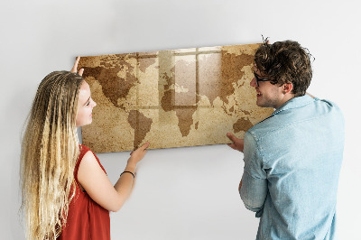 Magnetická psací tabule Mapa světa jako inspirativní tabule