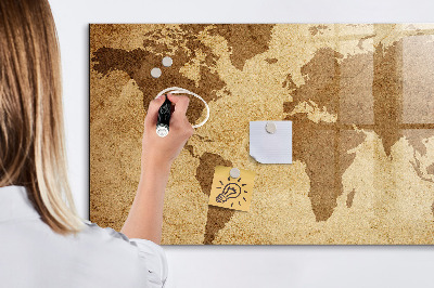 Magnetická psací tabule Mapa světa jako inspirativní tabule