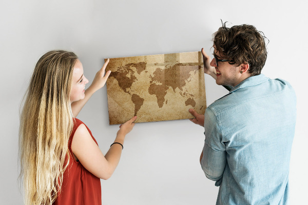 Magnetická psací tabule Mapa světa jako inspirativní tabule