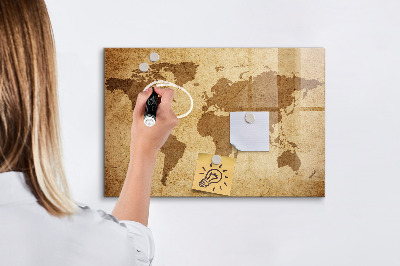 Magnetická psací tabule Mapa světa jako inspirativní tabule