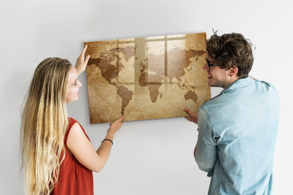 Magnetická psací tabule Mapa světa jako inspirativní tabule