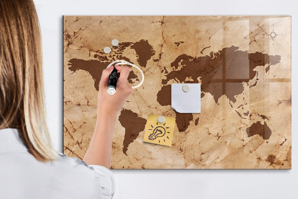 Popisovatelná magnetická tabule Mapa světa pro zaznamenávání vzpomínek