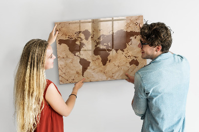 Popisovatelná magnetická tabule Mapa světa pro zaznamenávání vzpomínek