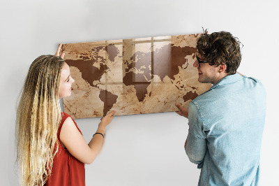 Popisovatelná magnetická tabule Mapa světa pro zaznamenávání vzpomínek