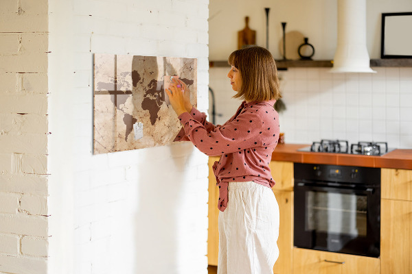 Popisovatelná magnetická tabule Mapa světa pro zaznamenávání vzpomínek