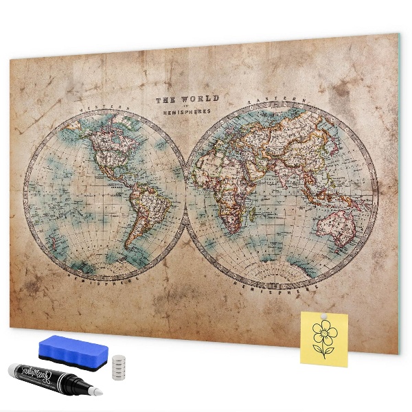 Magnetická psací tabule Mapa světa s prostorem pro fotografie
