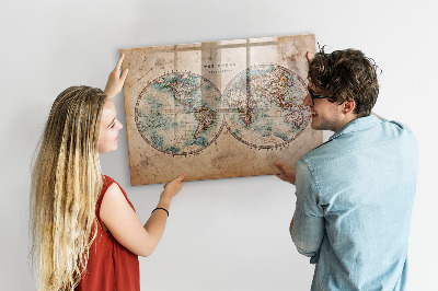 Magnetická psací tabule Mapa světa s prostorem pro fotografie