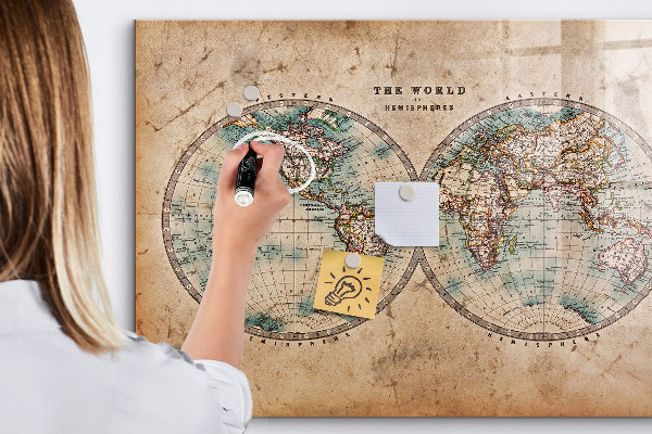 Magnetická psací tabule Mapa světa s prostorem pro fotografie