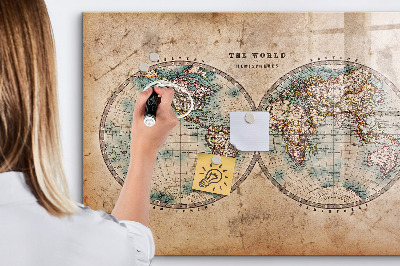 Magnetická psací tabule Mapa světa s prostorem pro fotografie