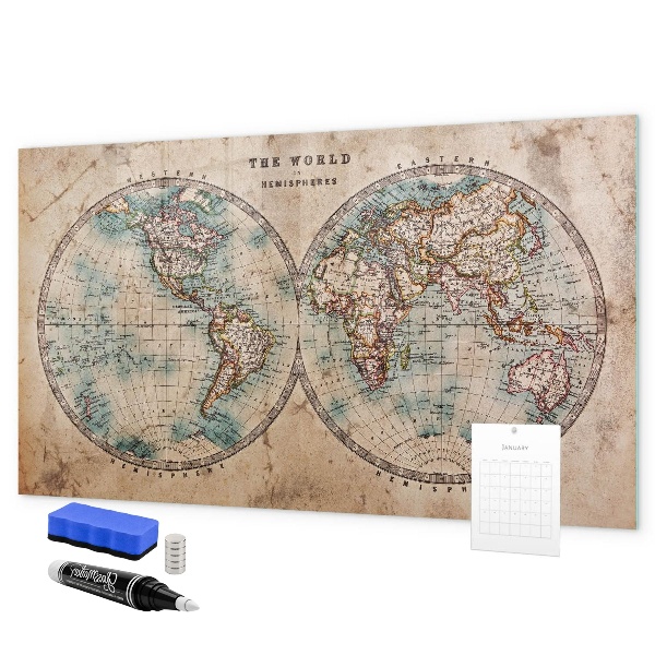 Magnetická psací tabule Mapa světa s prostorem pro fotografie