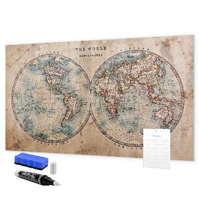 Magnetická psací tabule Mapa světa s prostorem pro fotografie