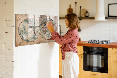 Magnetická psací tabule Mapa světa s prostorem pro fotografie