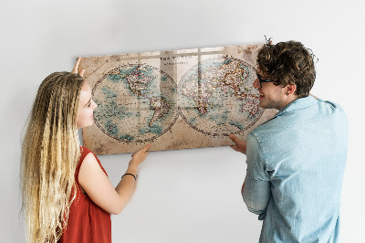 Magnetická psací tabule Mapa světa s prostorem pro fotografie