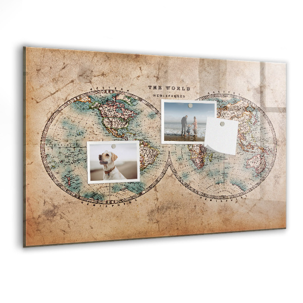 Magnetická psací tabule Mapa světa s prostorem pro fotografie