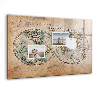 Magnetická psací tabule Mapa světa s prostorem pro fotografie