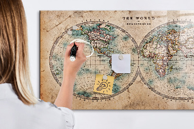 Magnetická psací tabule Mapa světa s prostorem pro fotografie