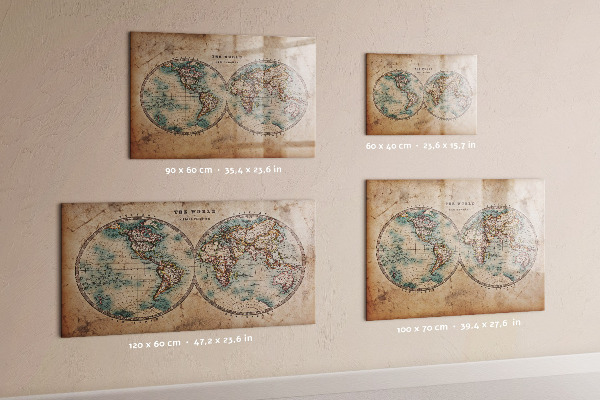 Magnetická psací tabule Mapa světa s prostorem pro fotografie