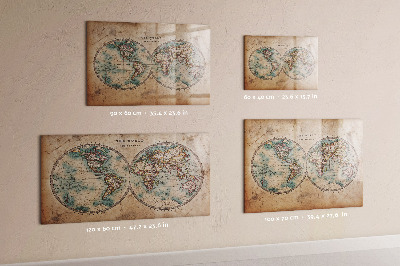 Magnetická psací tabule Mapa světa s prostorem pro fotografie