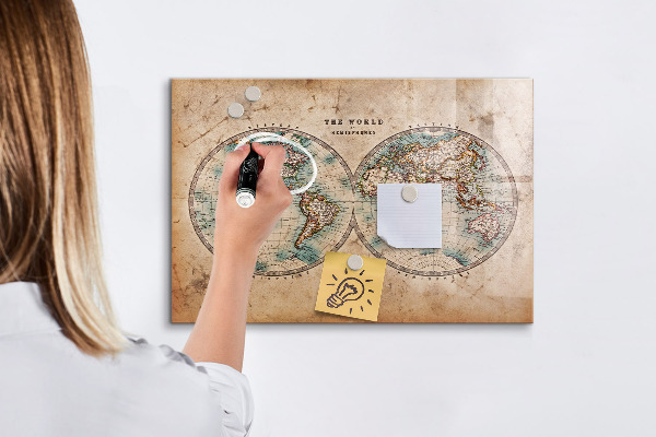 Magnetická psací tabule Mapa světa s prostorem pro fotografie