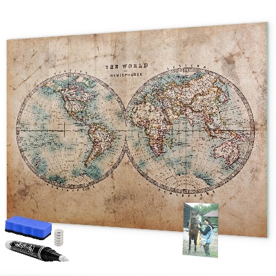 Magnetická psací tabule Mapa světa s prostorem pro fotografie
