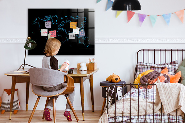 Popisovatelná magnetická tabule Mapa světa s místy, kde se daly pořídit fotografie