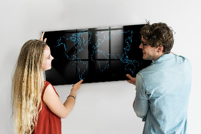 Popisovatelná magnetická tabule Mapa světa s místy, kde se daly pořídit fotografie