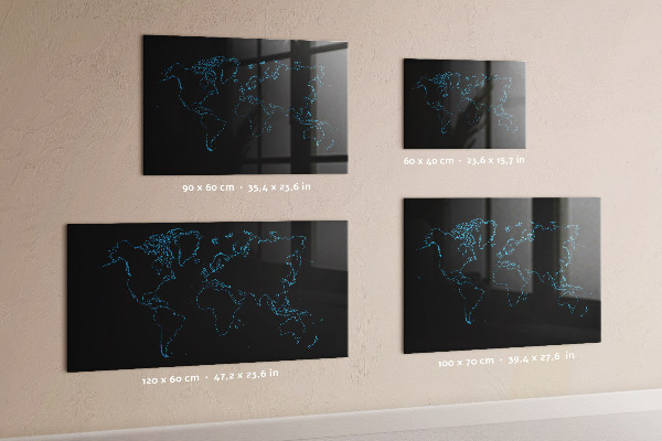 Popisovatelná magnetická tabule Mapa světa s místy, kde se daly pořídit fotografie