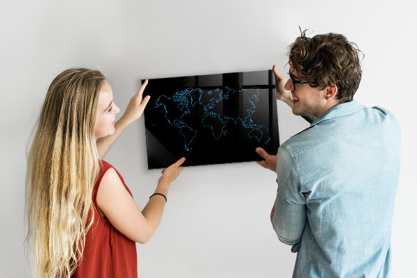 Popisovatelná magnetická tabule Mapa světa s místy, kde se daly pořídit fotografie