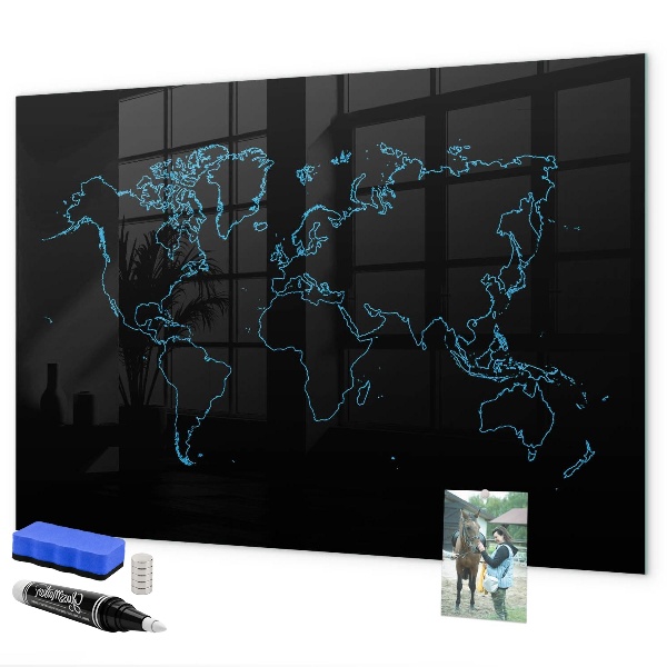Popisovatelná magnetická tabule Mapa světa s místy, kde se daly pořídit fotografie