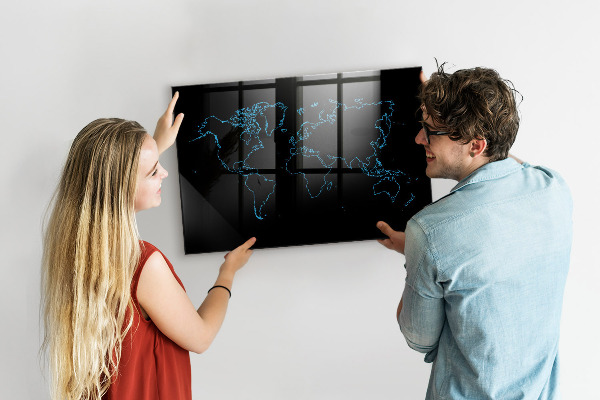 Popisovatelná magnetická tabule Mapa světa s místy, kde se daly pořídit fotografie
