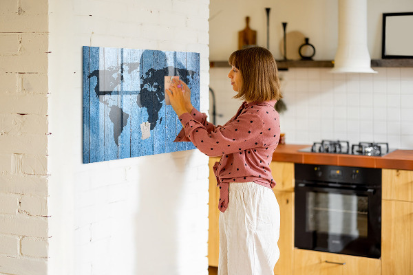Popisovatelná magnetická tabule Mapa světa s místy, kde se daly pořídit fotografie