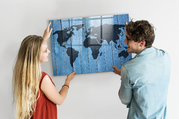 Popisovatelná magnetická tabule Mapa světa s místy, kde se daly pořídit fotografie