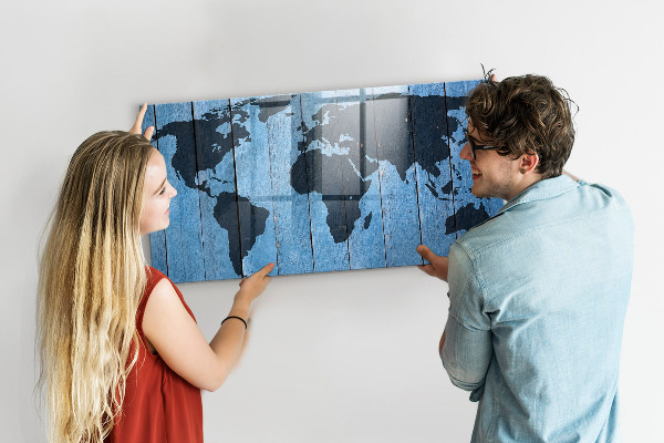 Popisovatelná magnetická tabule Mapa světa s místy, kde se daly pořídit fotografie