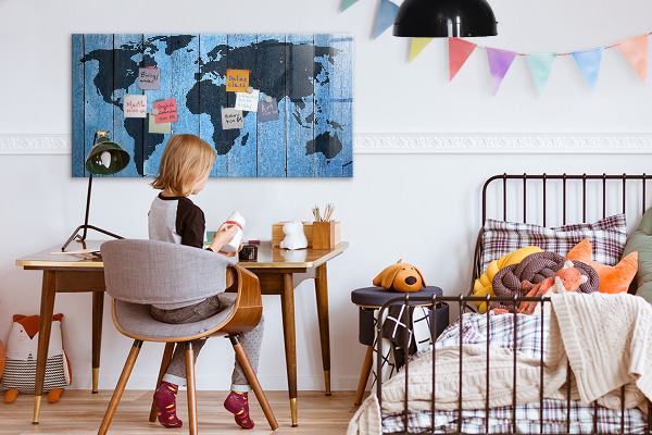 Popisovatelná magnetická tabule Mapa světa s místy, kde se daly pořídit fotografie