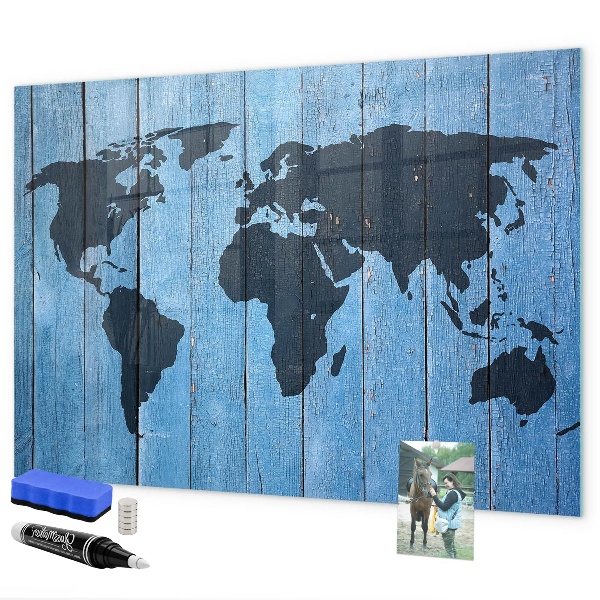 Popisovatelná magnetická tabule Mapa světa s místy, kde se daly pořídit fotografie