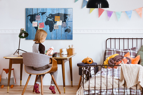 Popisovatelná magnetická tabule Mapa světa s místy, kde se daly pořídit fotografie