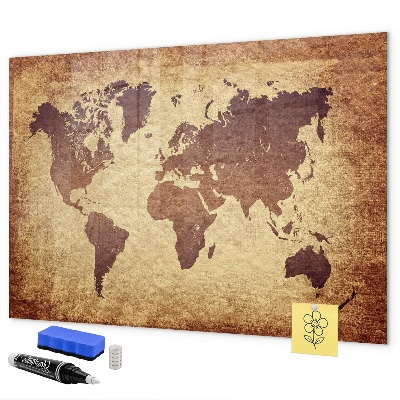 Magnetická psací tabule Mapa světa s místy, kde se daly pořídit fotografie