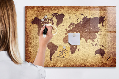 Magnetická psací tabule Mapa světa s místy, kde se daly pořídit fotografie