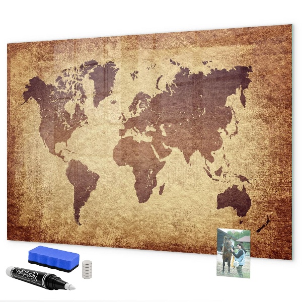 Magnetická psací tabule Mapa světa s místy, kde se daly pořídit fotografie