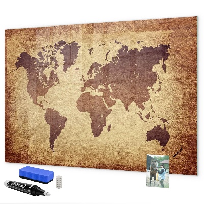 Magnetická psací tabule Mapa světa s místy, kde se daly pořídit fotografie