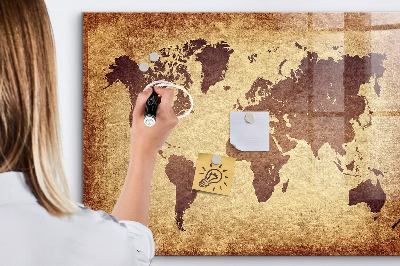 Magnetická psací tabule Mapa světa s místy, kde se daly pořídit fotografie