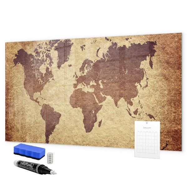 Magnetická psací tabule Mapa světa s místy, kde se daly pořídit fotografie