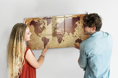 Magnetická psací tabule Mapa světa s místy, kde se daly pořídit fotografie