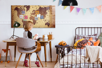 Magnetická psací tabule Mapa světa s místy, kde se daly pořídit fotografie